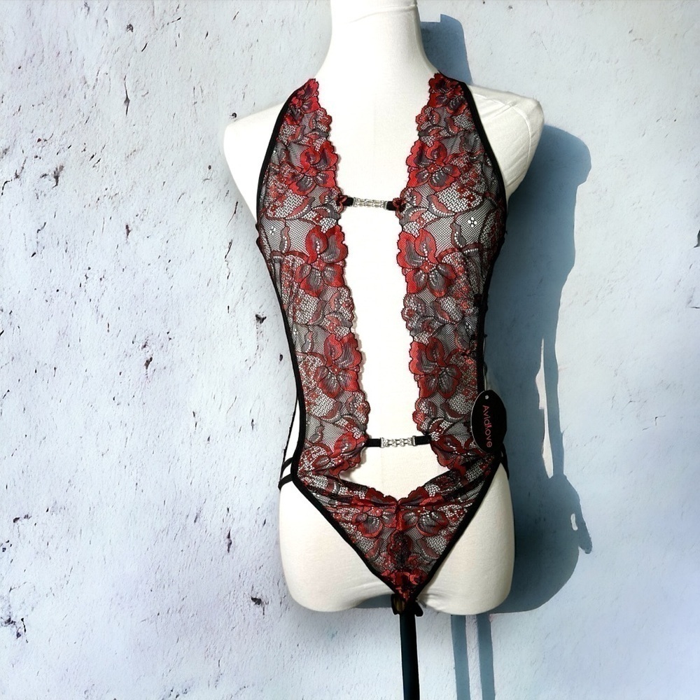 NWT AVIDLOVE CROTCHLESS STRAPPY  LACE LINGERIE TEDDY XL